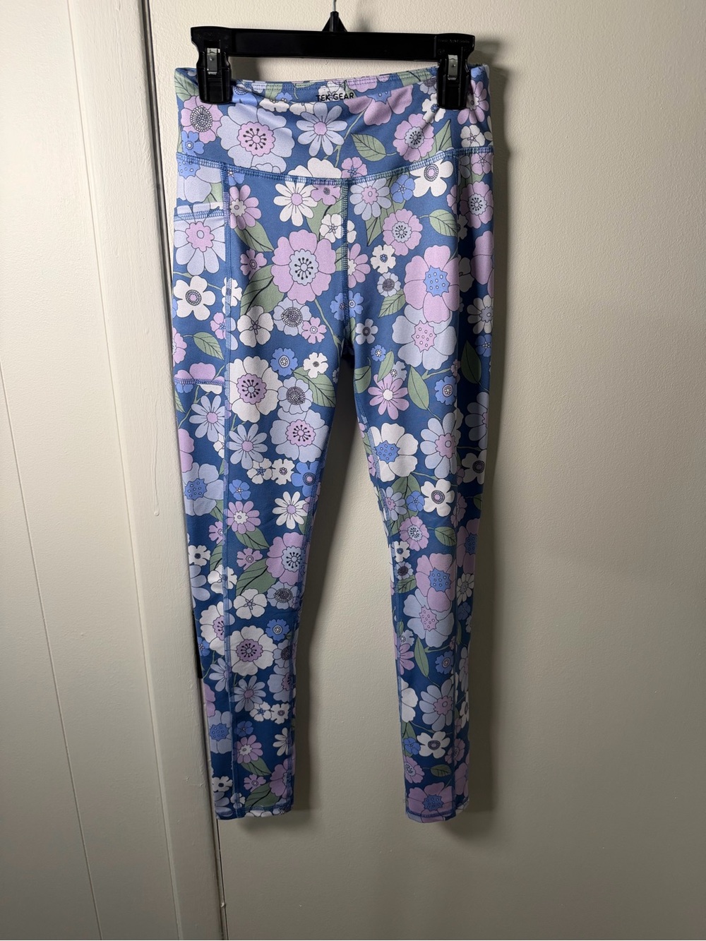tek gear Girls Floral Leggings - Blue, Lavender & Green